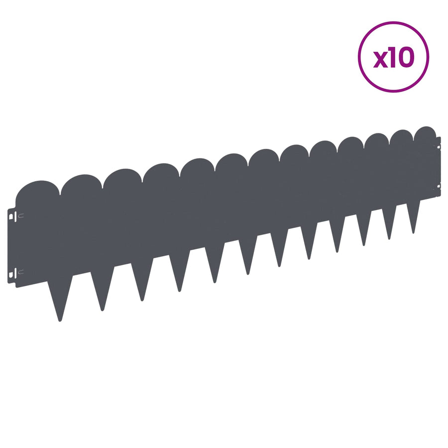 Gazonrand 10 pcs 103 x 25 cm Staal Antracietkleurig