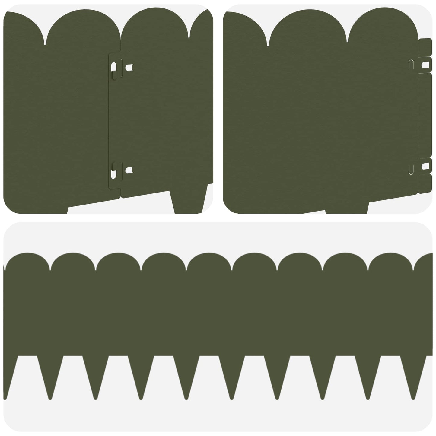 Gazonrand 10 pcs 103 x 25 cm Staal Olijfgroen