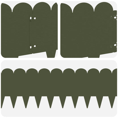 Gazonrand 10 pcs 103 x 25 cm Staal Olijfgroen