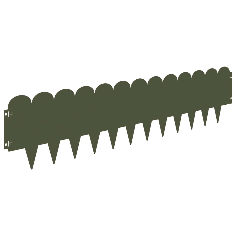 Gazonrand 10 pcs 103 x 25 cm Staal Olijfgroen