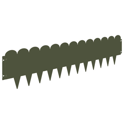 Gazonrand 10 pcs 103 x 25 cm Staal Olijfgroen