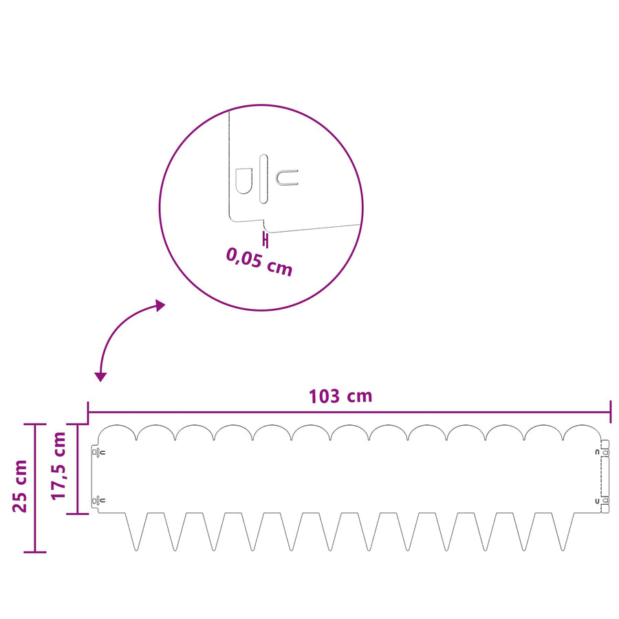 Gazonrand 10 pcs 103 x 25 cm Staal Olijfgroen
