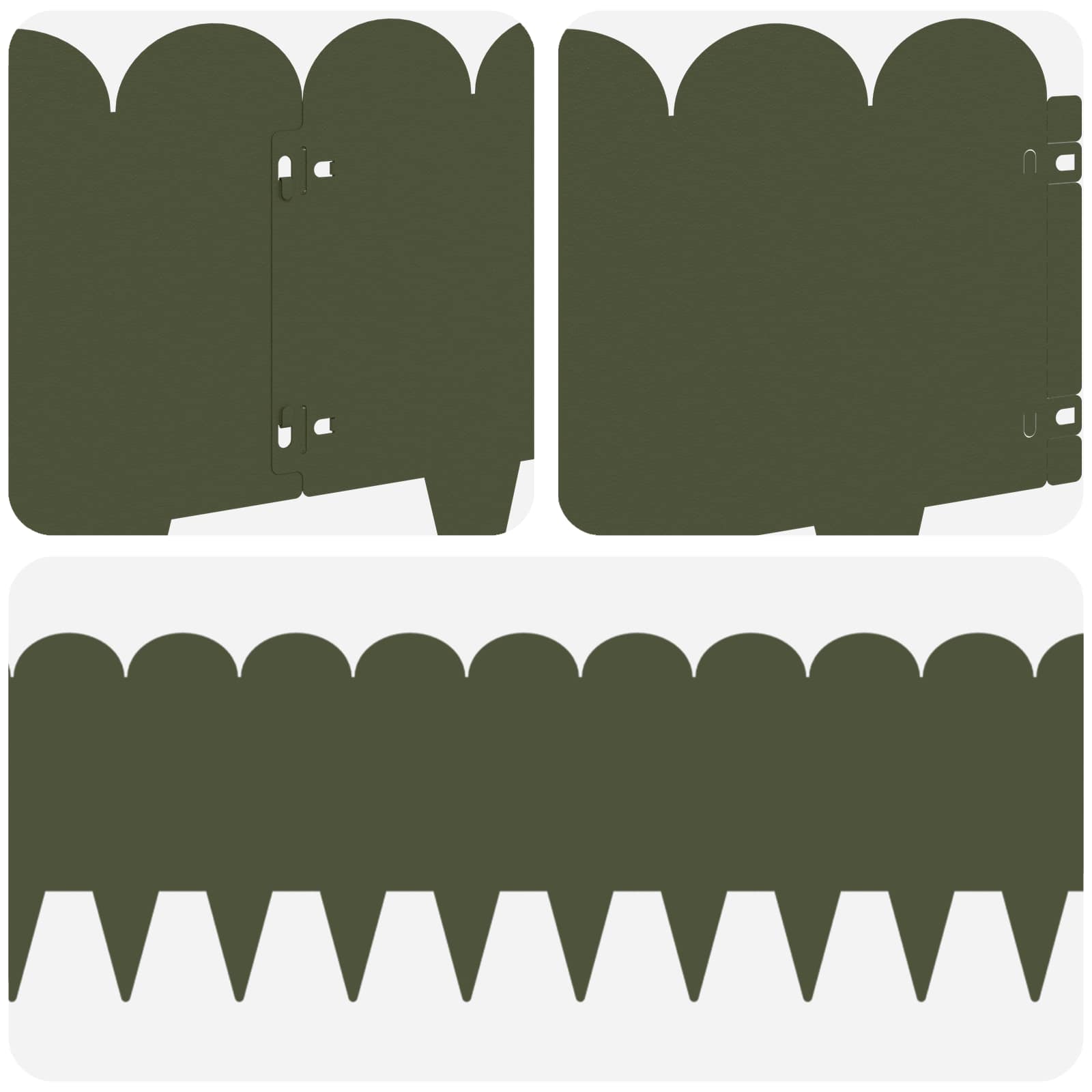 Gazonrand 20 pcs 103 x 25 cm Staal Olijfgroen