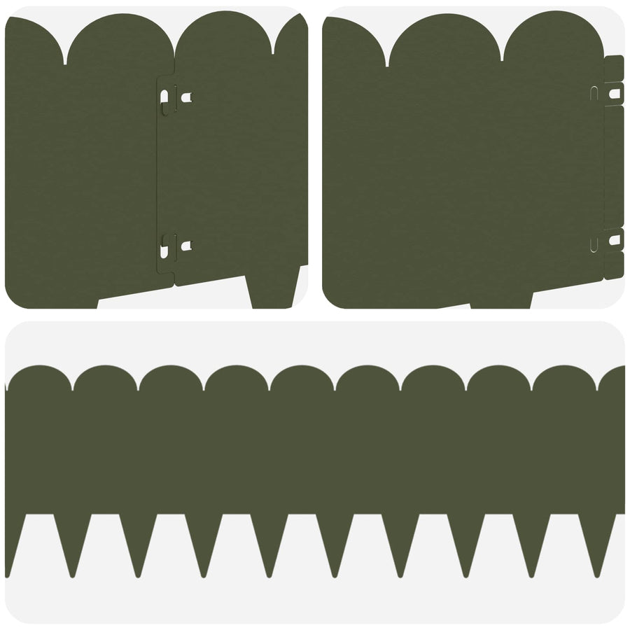 Gazonrand 20 pcs 103 x 25 cm Staal Olijfgroen