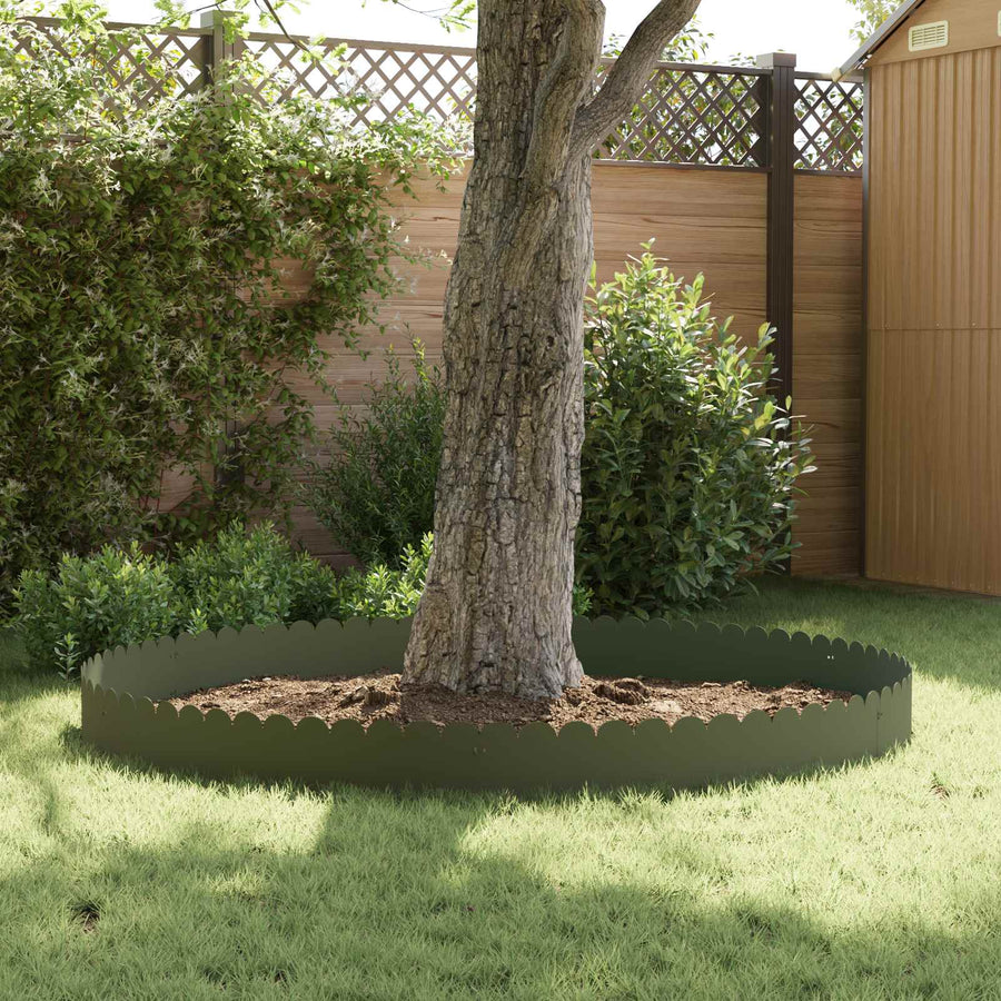 Gazonrand 20 pcs 103 x 25 cm Staal Olijfgroen