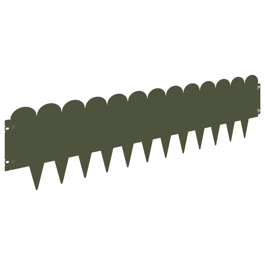 Gazonrand 20 pcs 103 x 25 cm Staal Olijfgroen