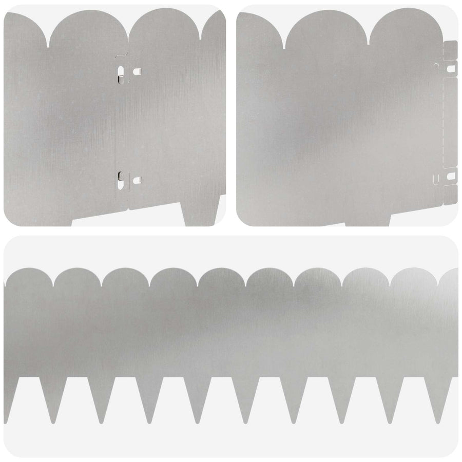 Gazonrand 10 pcs 103 x 25 cm Staal Zilverkleurig