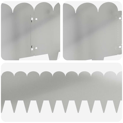 Gazonrand 20 pcs 103 x 25 cm Staal Zilverkleurig
