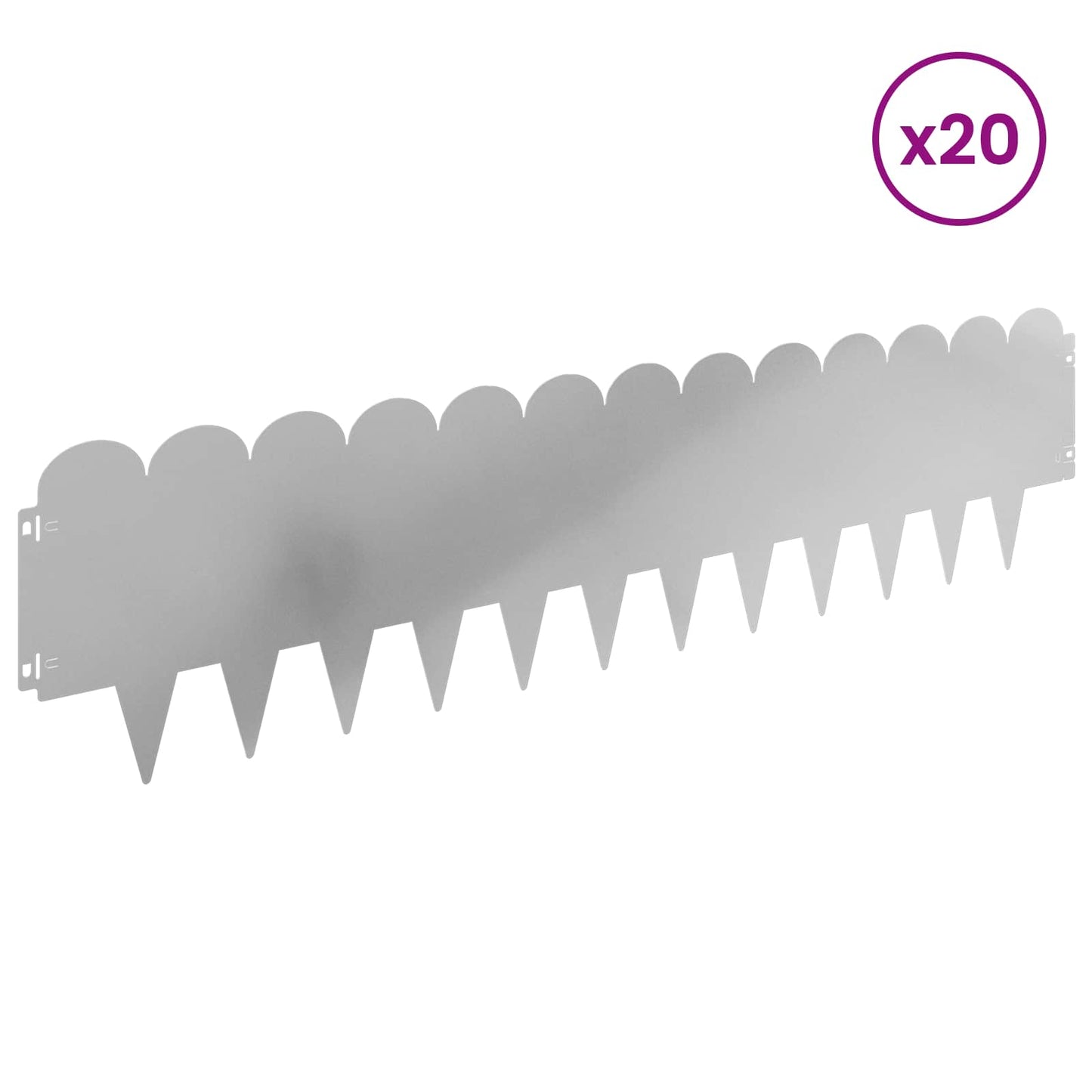 Gazonrand 20 pcs 103 x 25 cm Staal Zilverkleurig