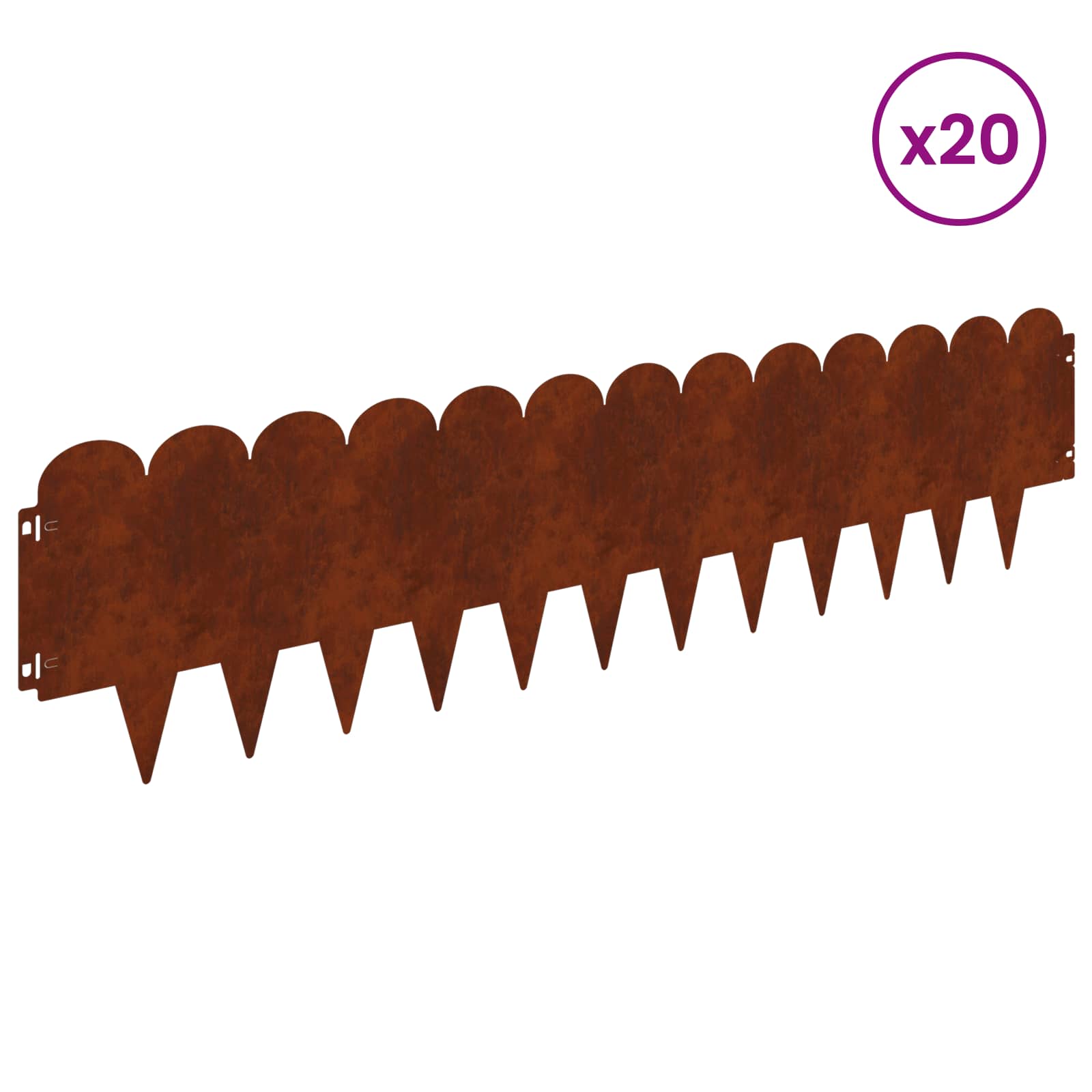 Gazonrand 20 pcs 103 x 25 cm Staal Roestig