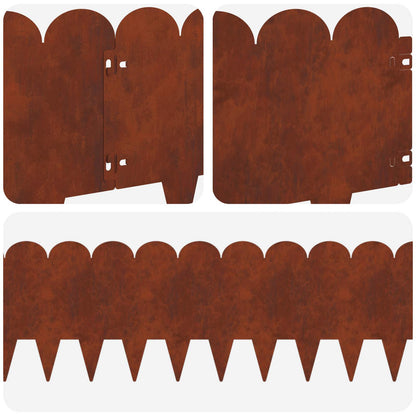 Gazonrand 30 pcs 103 x 25 cm Staal Roestig
