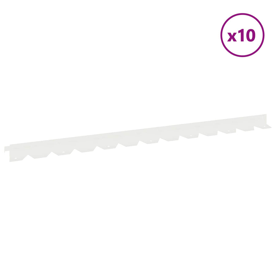 Gazonrand 10 pcs 102 x 4 x 4 cm Staal Wit