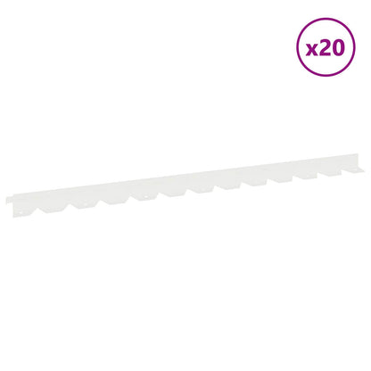 Gazonrand 20 pcs 102 x 4 x 4 cm Staal Wit