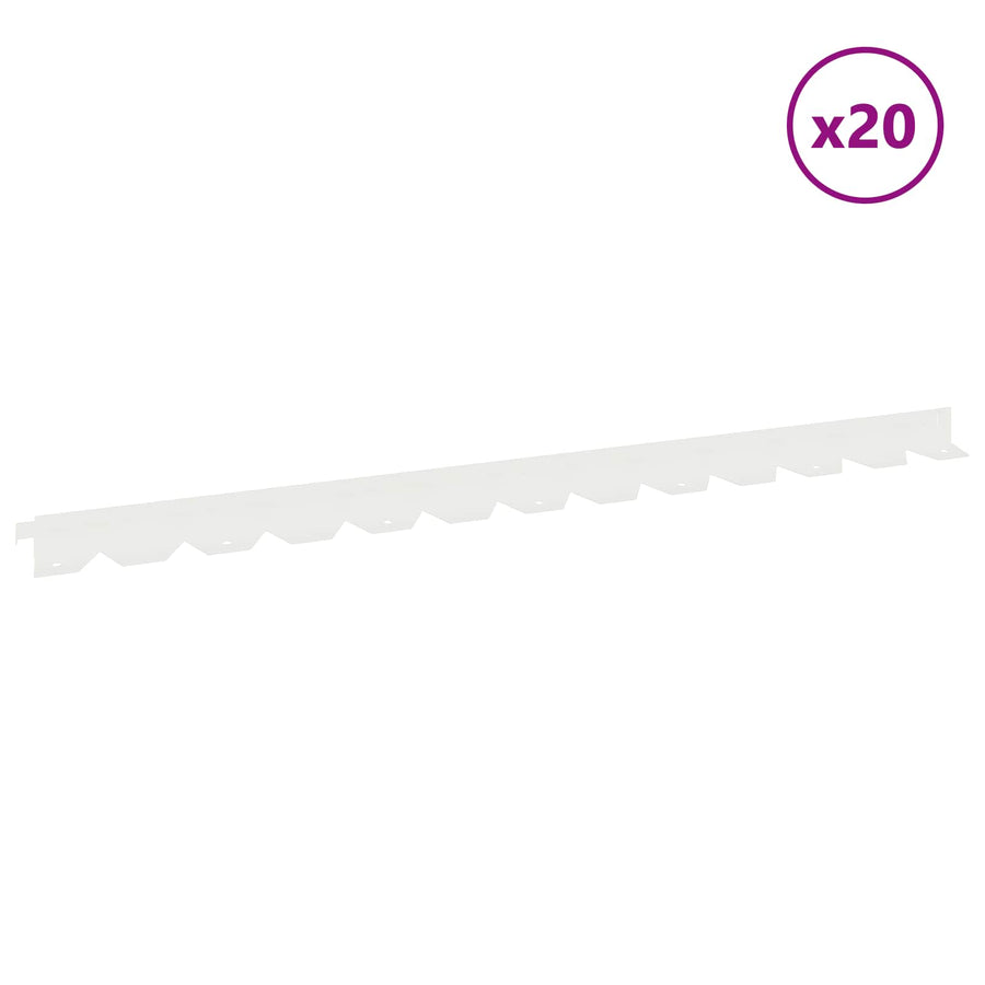 Gazonrand 20 pcs 102 x 4 x 4 cm Staal Wit