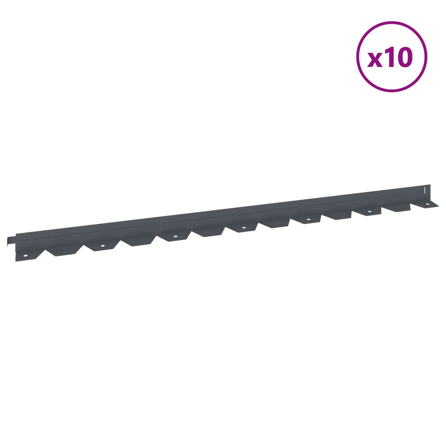 Gazonrand 10 pcs 102 x 4 x 4 cm Staal Antracietkleurig