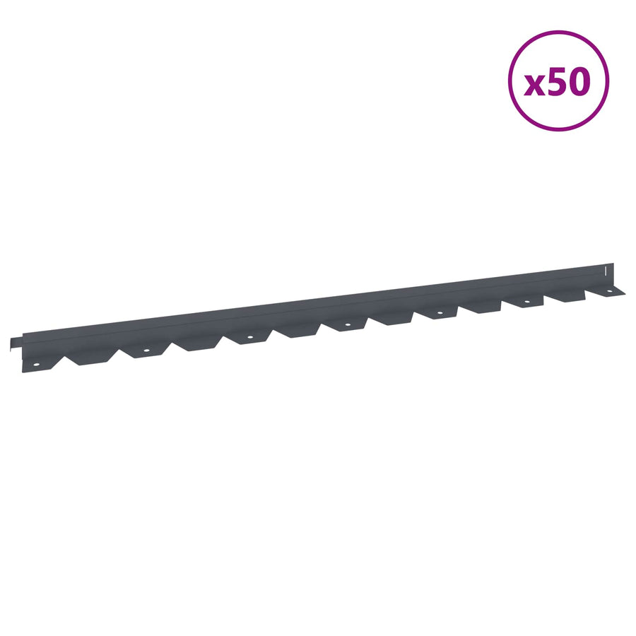 Gazonrand 50 pcs 102 x 4 x 4 cm Staal Antracietkleurig