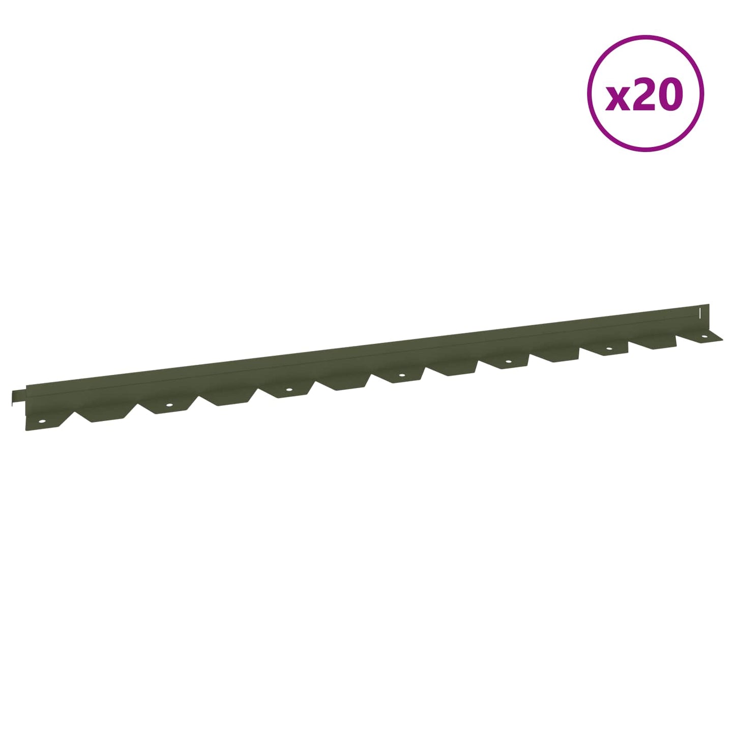 Gazonrand 20 st 102 x 4 x 4 cm Staal Olijfgroen