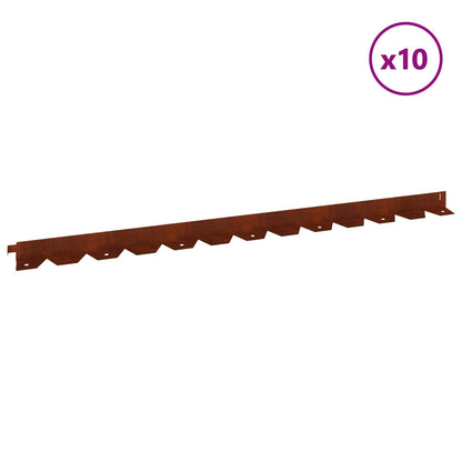 Gazonrand 10 pcs 102 x 4 x 4 cm Staal Roestig