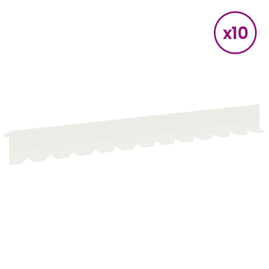 Gazonrand 10 pcs 102 x 10 x 4 cm Staal Wit