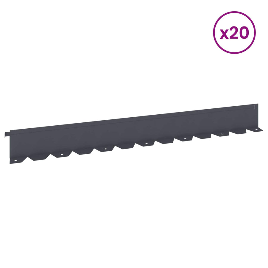 Gazonrand 20 st 102 x 10 x 4 cm Staal Antracietkleurig