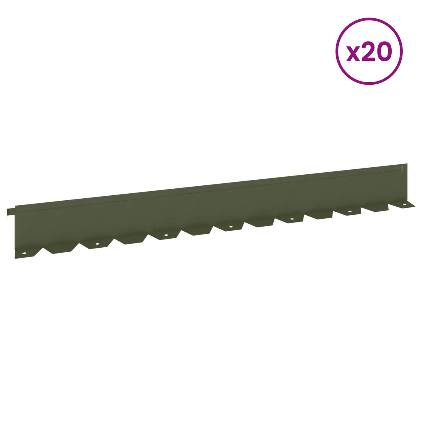Gazonrand 20 st 102 x 10 x 4 cm Staal Olijfgroen