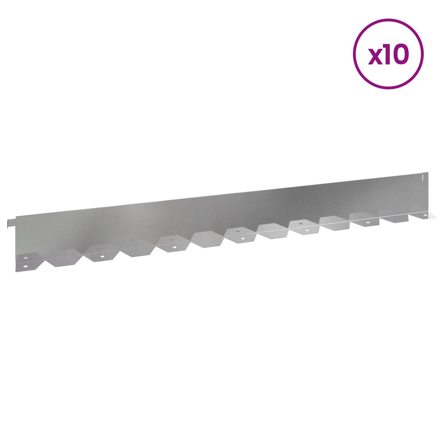 Gazonrand 10 pcs 102 x 10 x 4 cm Staal Zilverkleurig