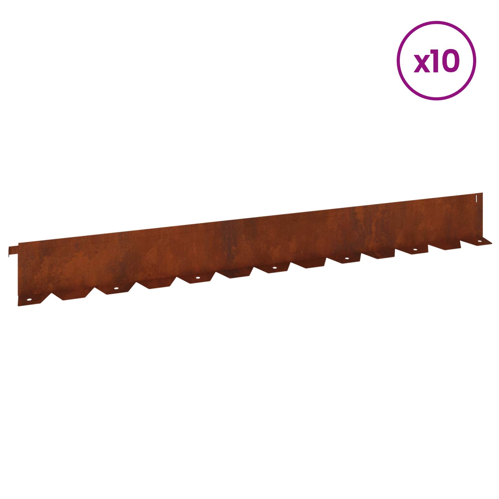 Gazonrand 10 pcs 102 x 10 x 4 cm Staal Roestig