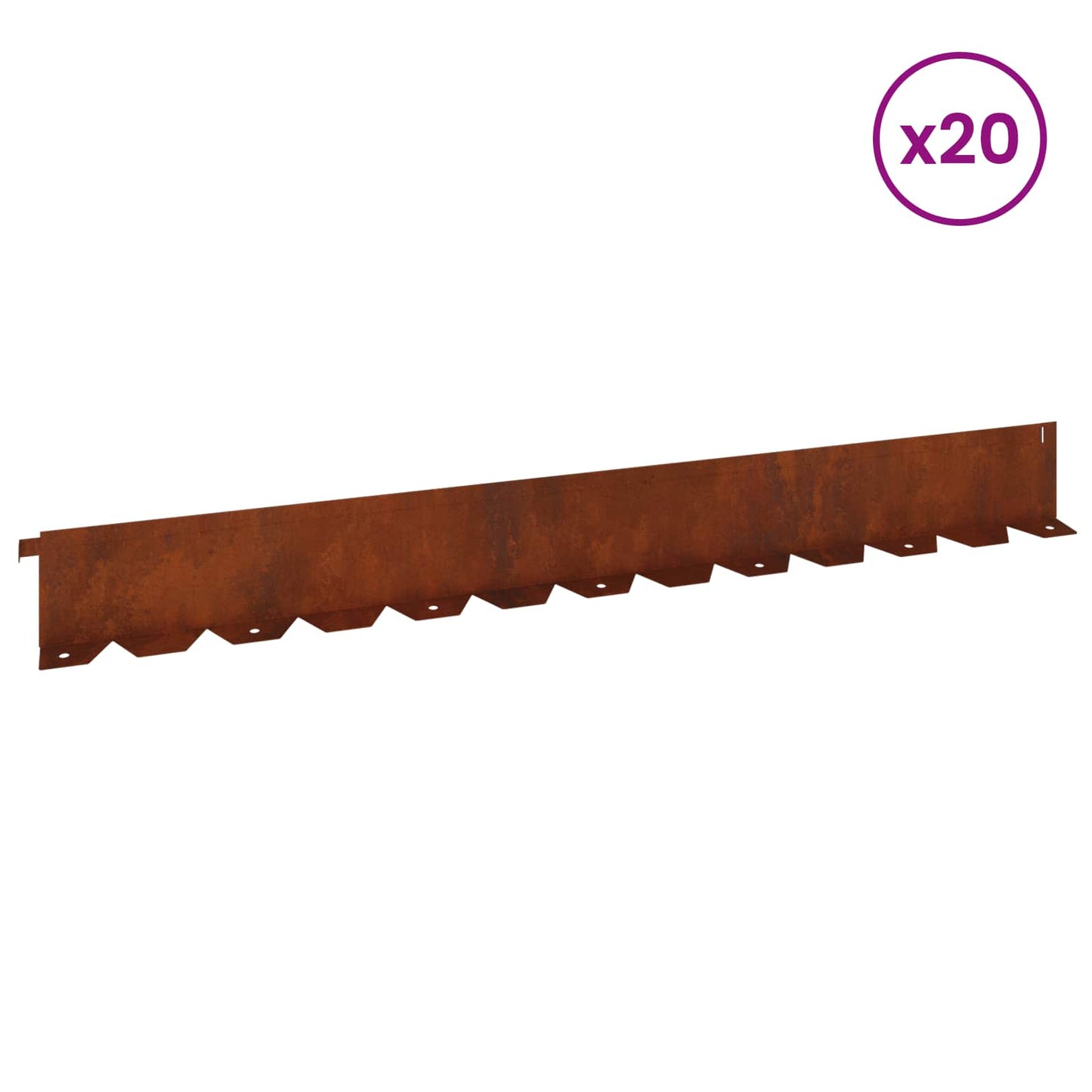 Gazonrand 20 pcs 102 x 10 x 4 cm Staal Roestig