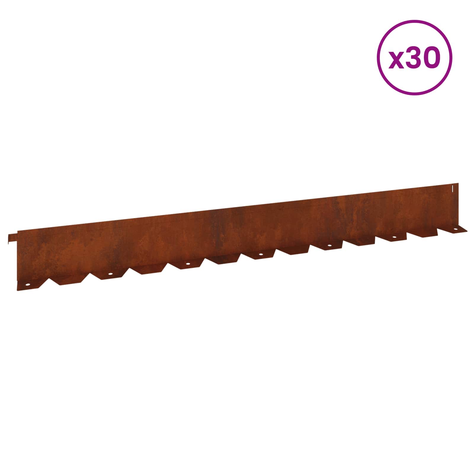 Gazonrand 30 pcs 102 x 10 x 4 cm Staal Roestig