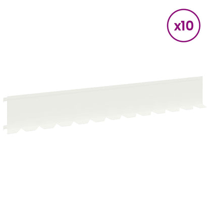 Gazonrand 10 pcs 102 x 15 x 4 cm Staal Wit