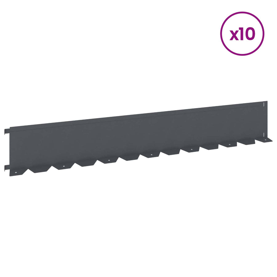 Gazonrand 10 pcs 102 x 15 x 4 cm Staal Antracietkleurig