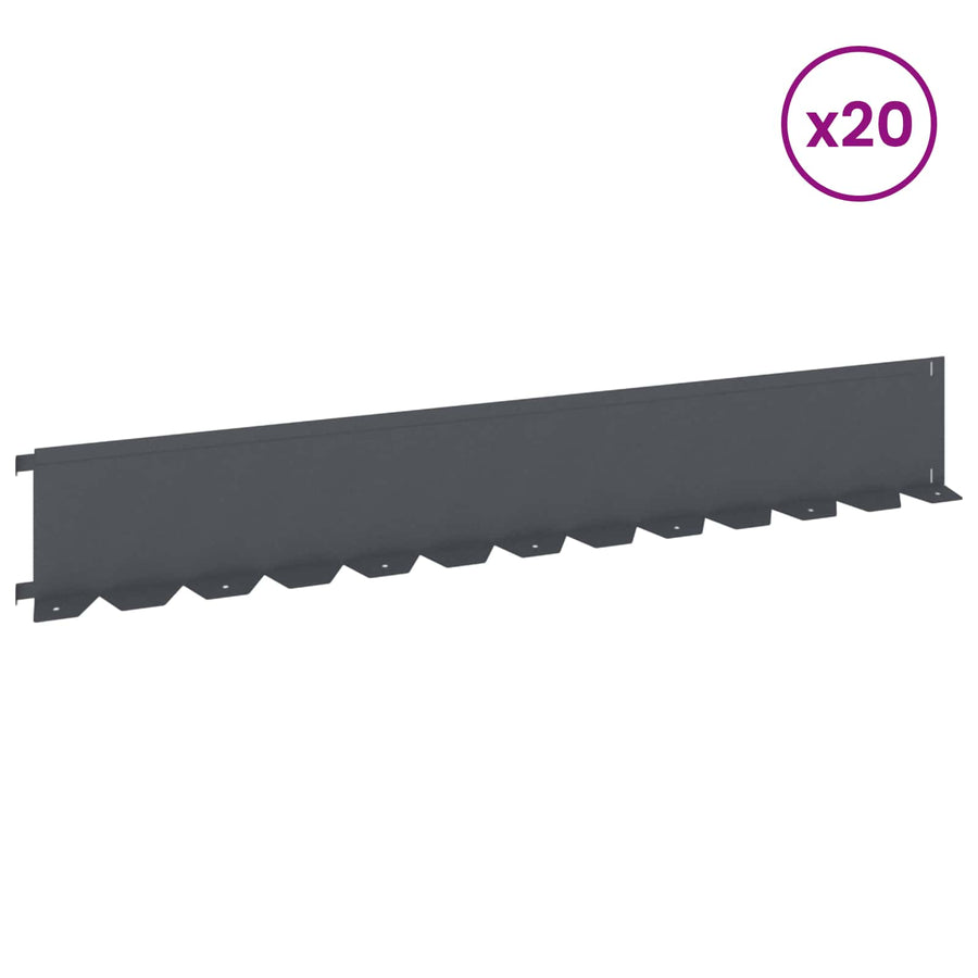 Gazonrand 20 pcs 102 x 15 x 4 cm Staal Antracietkleurig
