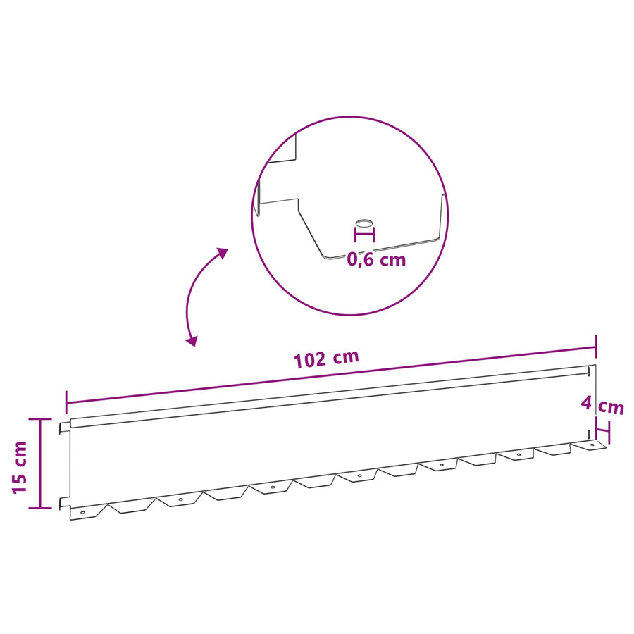 Gazonrand 30 pcs 102 x 15 x 4 cm Staal Olijfgroen