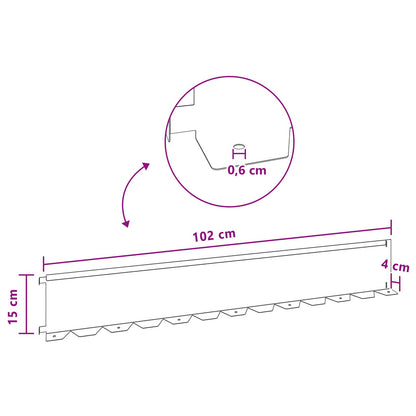 Gazonrand 10 pcs 102 x 15 x 4 cm Staal Zilverkleurig