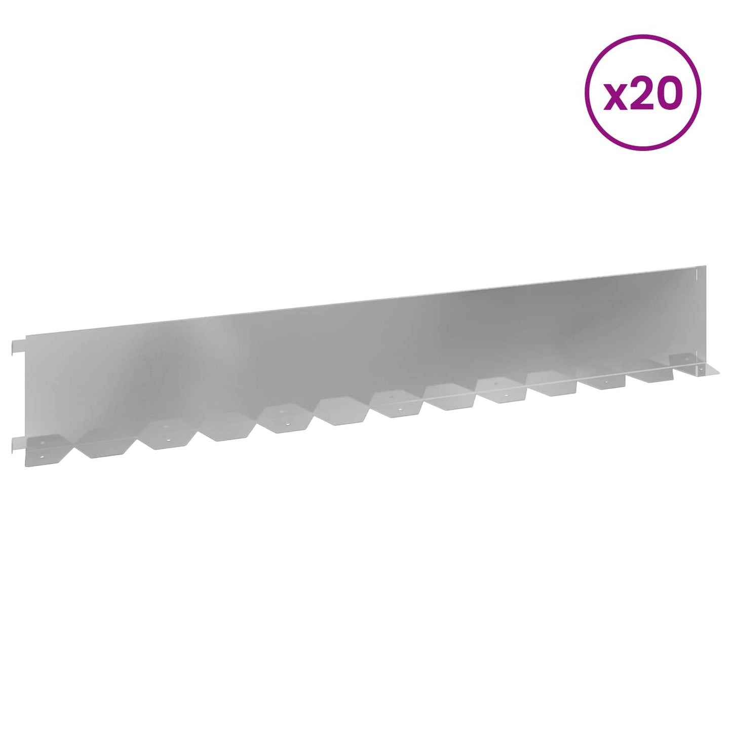 Gazonrand 20 pcs 102 x 15 x 4 cm Staal Zilverkleurig