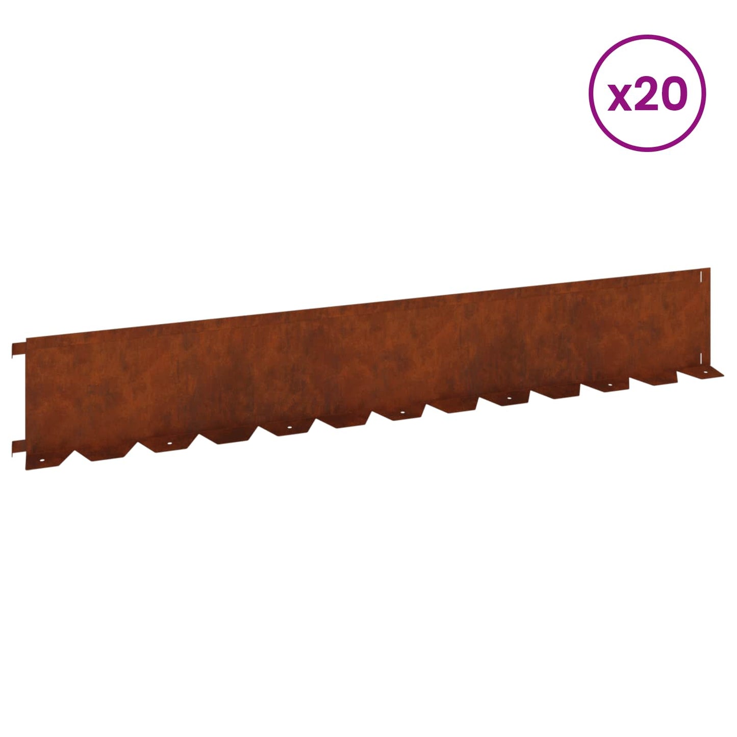 Gazonrand 20 pcs 102 x 15 x 4 cm Staal Roestig