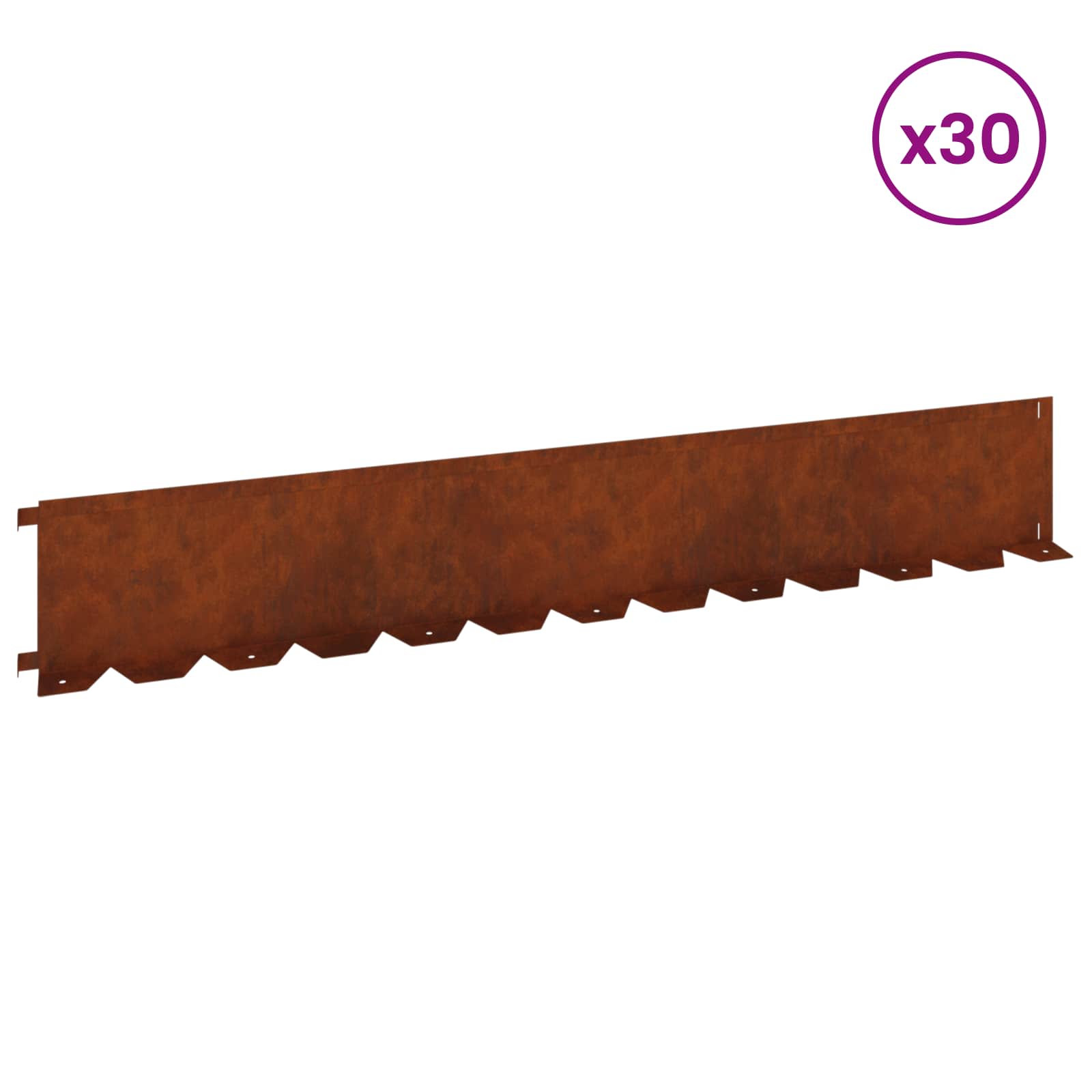 Gazonrand 30 pcs 102 x 15 x 4 cm Staal Roestig