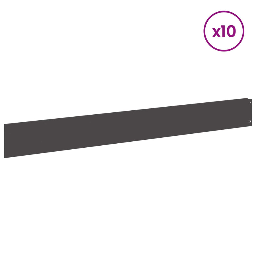 Gazonrand 10 pcs 100 x 12 cm Staal Zwart