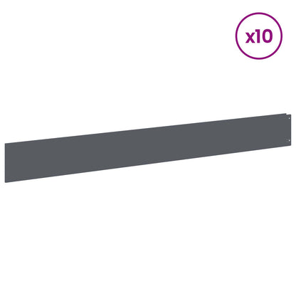 Gazonrand 10 pcs 100 x 12 cm Staal Antracietkleurig