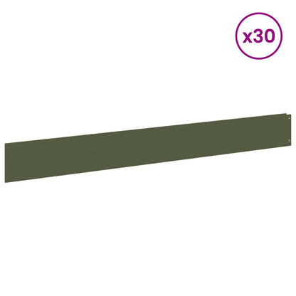 Gazonrand 30 pcs 100 x 12 cm Staal Olijfgroen