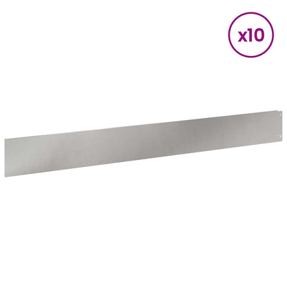 Gazonrand 10 pcs 100 x 12 cm Staal Zilverkleurig