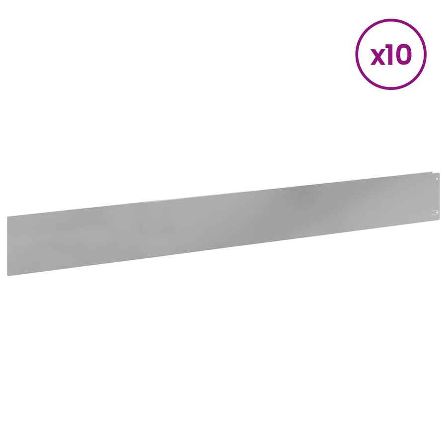 Gazonrand 10 pcs 100 x 12 cm Staal Zilverkleurig