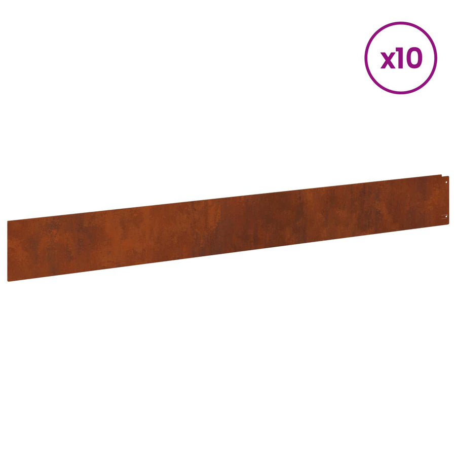 Gazonrand 10 pcs 100 x 12 cm Staal Roestig