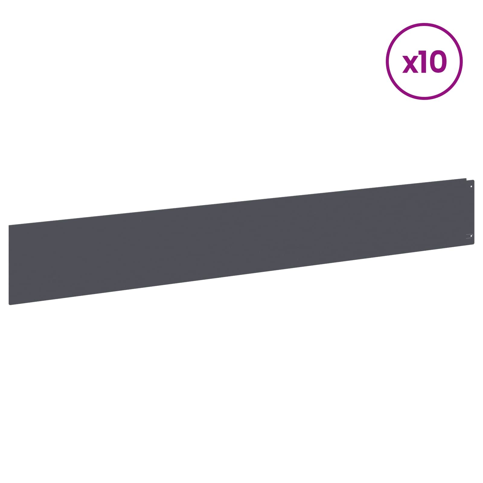 Gazonrand 10 pcs 100 x 15 cm Staal Antracietkleurig