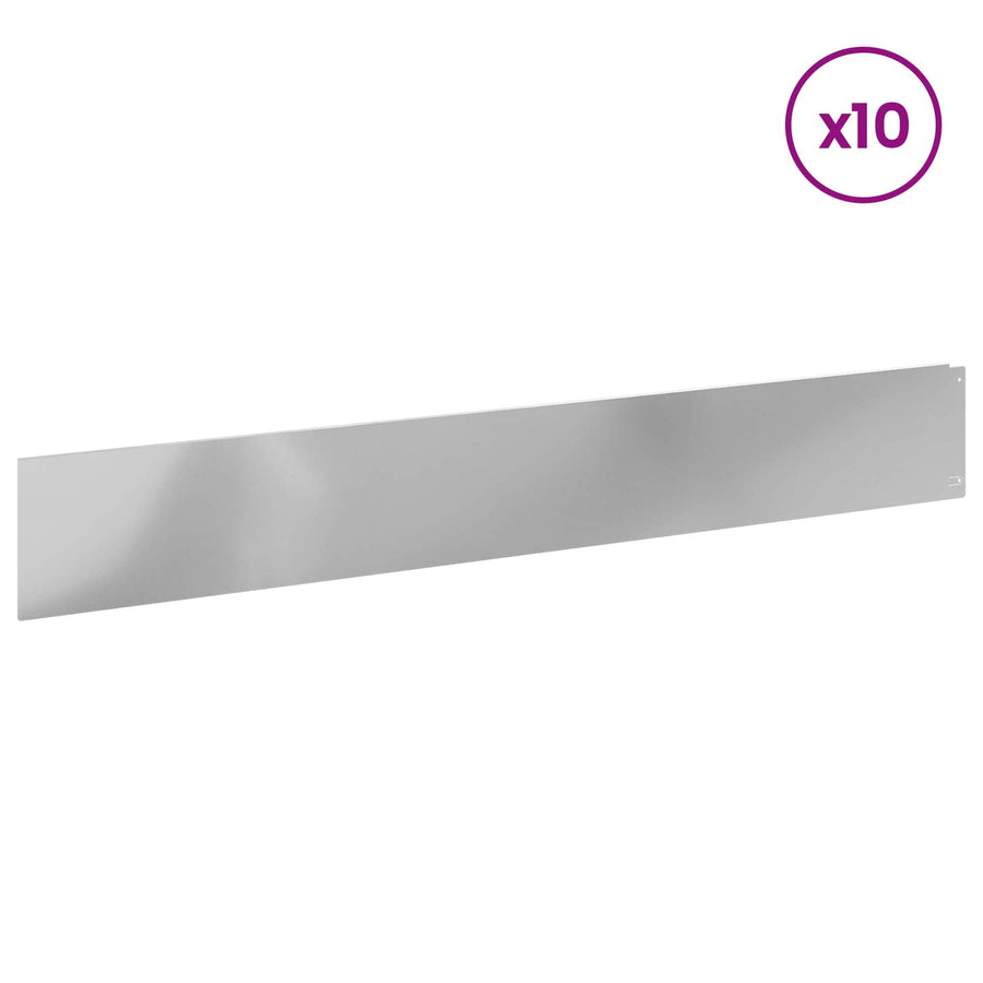 Gazonrand 10 pcs 100 x 15 cm Staal Zilverkleurig