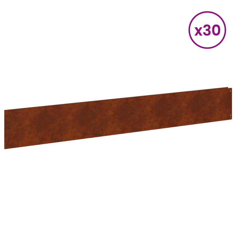 Gazonrand 30 pcs 100 x 15 cm Staal Roestig