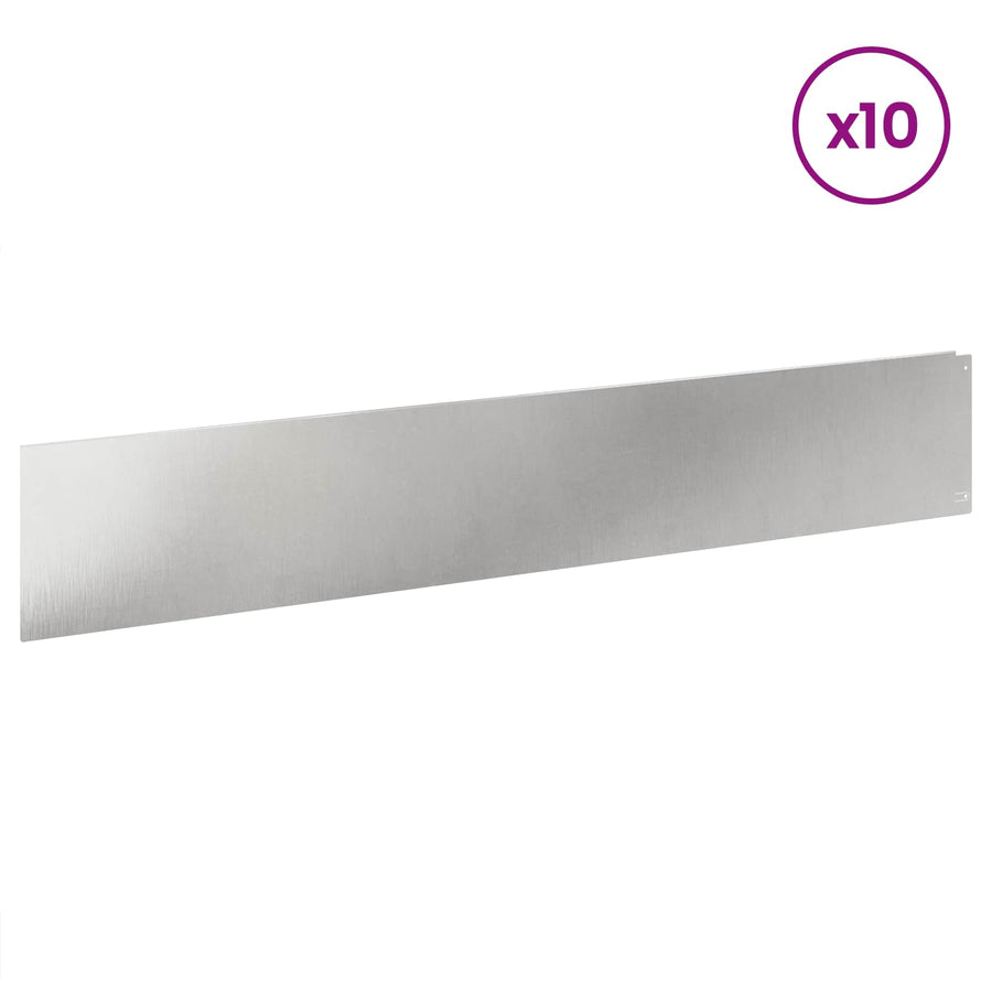 Gazonrand 10 pcs 100 x 18 cm Staal Zilverkleurig