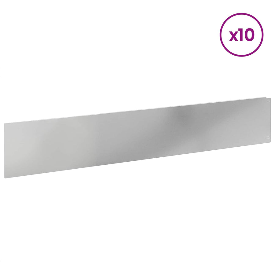 Gazonrand 10 pcs 100 x 18 cm Staal Zilverkleurig