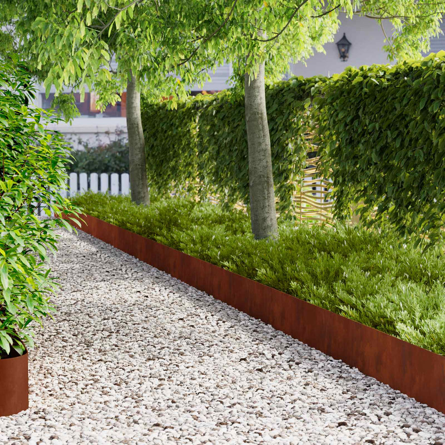 Gazonrand 20 pcs 100 x 18 cm Staal Roestig