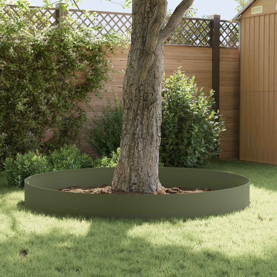 Gazonrand 10 st 100 x 22 cm Staal Olijfgroen